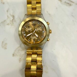 Swatch Gold-Tone Chronograph Watch